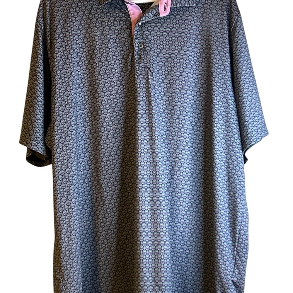 Puma Gray Golf Polo Shirt with Subtle Palm Tree Design